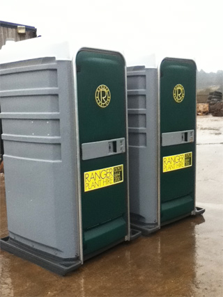2 Ranger Plant Hire Portable Toilet in the Yard